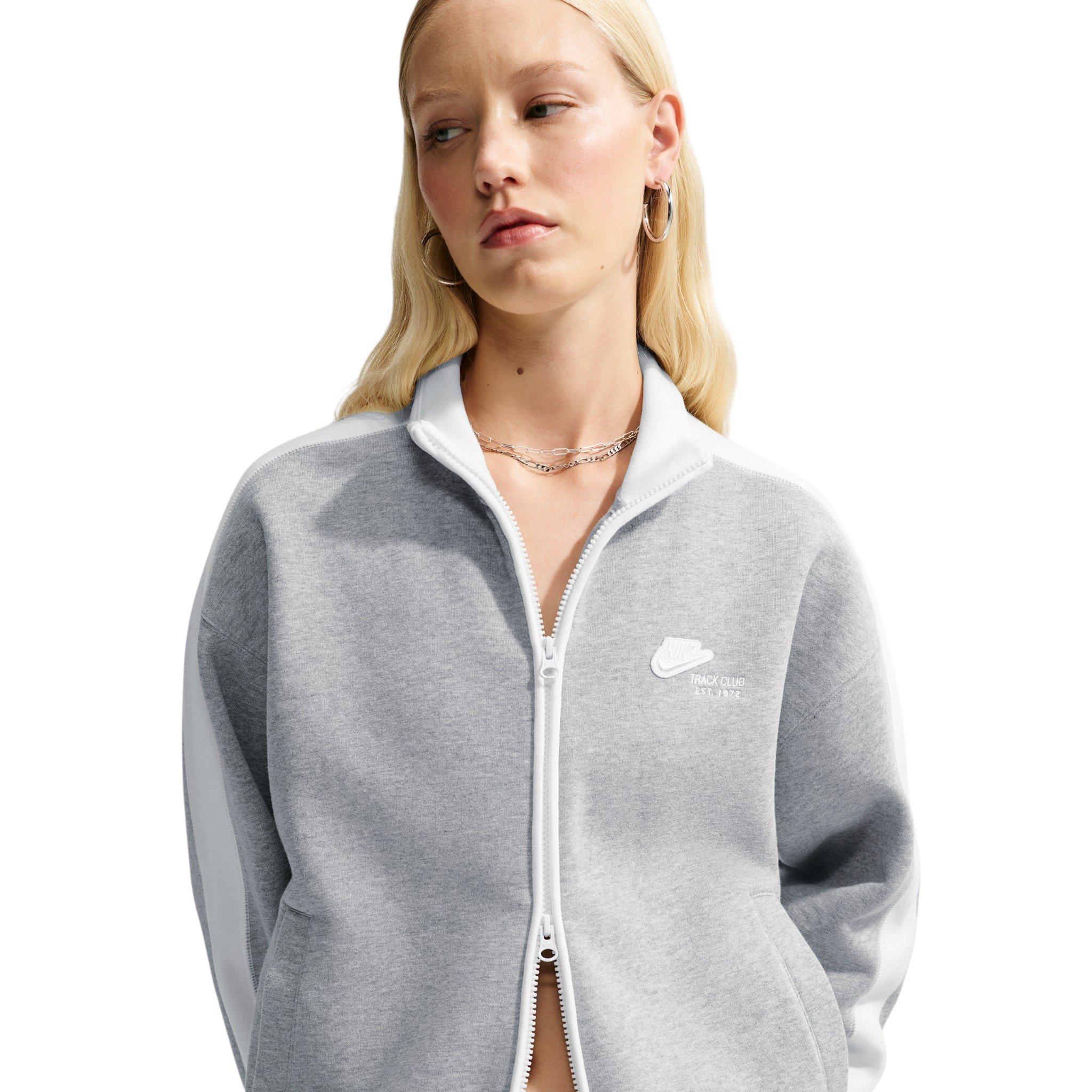 Nike Women's Studio Fleece Med-Weight "Nike Run Club" Track Jacket - Dk Grey - DK GREY